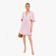 The Orchid Pink Finley Flutter Sleeve Dress Is The Flirty Frock Your Wardrobe Is Missing! Featured In A Radiant Pink Color, This Mini Has Oversized Flutter Sleeves And A V-Neckline. Pair With Heels And A Tote For Everything From Work To Brunch. V-Neckline Oversized Flutter Sleeves Side Seam Pockets Slightly Longer Back Hem Mini Silhouette Boxy Fit Material: 100% Cotton Care: Hand Wash Cold, Hang To Dry Spring Midi Dress With Pleated Flutter Sleeves, Summer Midi Dress With Pleated Flutter Sleeves, Summer Midi Dress With Flutter Pleated Sleeves, A-line Dress With Pleated Sleeves For Brunch, Spring Dresses With Gathered Flutter Sleeves, Feminine Midi Dress With Ruffle Sleeves, Feminine Pleated Sleeve Mini Dress For Brunch, Brunch Dress With Gathered Flutter Sleeves, Spring Midi Dress With Gathered Flutter Sleeves