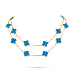 Indulge in the luxurious elegance of our CLOVER 20 MOTIFS TURQUOISE GOLD NECKLACE. Featuring 20 delicate and intricate motifs, each adorned with vibrant turquoise stones, this necklace is a statement piece that exudes sophistication and exclusivity. Elevate any outfit with this stunning work of art, fit for a true connoisseur. ADDITIONAL INFORMATION Color: Gold Stone: Turquoise Ref. vcarp34805 Material:- 925 Sterling Silver - 18k Gold Plated- 18k Real Gold ( contact us via instagram) Length of c Blue Van Cleef, Van Cleef & Arpels, Gold Tiger Eye, Four Leaf Clover Necklace, Van Cleef And Arpels, Clover Necklace, Van Cleef Arpels, Blue Agate, Van Cleef