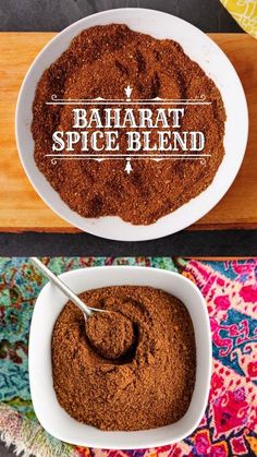 two bowls filled with spices on top of a table