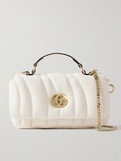 Gucci's 'GG Milano' shoulder bag has been crafted in Italy from quilted leather and padded to enhance the shape. It's sized to house the essentials and has a top handle along with an elegant chain shoulder strap to keep your hands free. Fine Earrings, Quilted Leather, Clothes Collection, Beauty Accessories, Hands Free, Fashion Bracelets, Fashion Watches, Evening Bags, Fashion Earrings