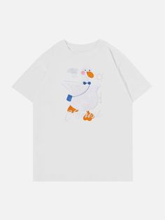 Majesda® - Cartoon Duck Patchwork Tee- Outfit Ideas - Streetwear Fashion - majesda.com Patchwork Tee, Chic Summer Outfits, Urban Landscapes, Y2k Baby Tee, Slip Dresses, Picnic In The Park, Fun Designs, Summer Breeze, Y2k Fashion