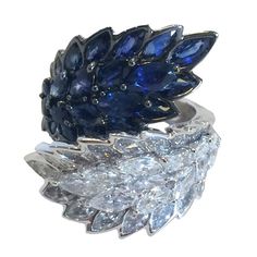 Sapphire Diamond White Gold Leaf Ring | From a unique collection of vintage cocktail rings at https://www.1stdibs.com/jewelry/rings/cocktail-rings/ Vintage Cocktail Rings, Gold Leaf Ring, Bijoux Art Deco, Rings Sapphire, Earrings Sapphire, Gold Leaf Rings, Ruby Rings, Emerald Rings, Vintage Cocktail Ring