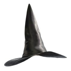 This iconic black witch hat is the quintessential accessory for any Halloween costume, adding a blend of enchantment and mystique to your ensemble. Crafted from 100% polyester with a satin finish, the hat boasts a sleek, lustrous appearance that complements any witchy wardrobe. Standing at 18 inches tall and equally wide at the brim, its pointed top and broad brim create a striking silhouette that's both classic and timeless. Perfect for Halloween parties, trick-or-treating, or costume events, t Black Witchy Wide Brim Costume Accessories, Witchy Wide Brim Costume Hat For Party, Wide Brim Costume Accessories For Halloween Party, Black Wide Brim Costume Hat For Cosplay, Black Witchy Hat For Costume Party, Black Witchy Hat For Halloween, Black Witchy Costume Hat For Costume Party, Fitted Witchy Hat For Halloween, Wide Brim Costume Accessories For Halloween Cosplay