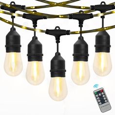 an array of light bulbs with remote controls