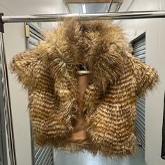 Chic Faux Fur To Add The Animal To Your Outfit. Small, High Neck Vest Like Jacket. Brown Fitted Faux Fur Outerwear, Fur Vest, Faux Fur Coat, Faux Fur, High Neck, Jackets & Coats, Jackets For Women, Women Shopping, Color