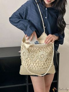 Bird in Bag - Straw Tote Bag Beige Shoulder Gift Bag, Cream Crochet Shoulder Bag For Shopping, Beige Satchel Gift Bag, Cream Shoulder Crochet Bag For Shopping, Beige Satchel For Gifts, Beige Double Handle Gift Bag, Beige Gift Bag For Everyday Use, Beige Handheld Crochet Bag For Shopping, Beige Crochet Shoulder Bag For Shopping