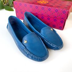 Tory Burch Blue Loafers. “Arianna Drivers- Light Patent Calf” Brand New In Original Box With Dust Bag. No Flaws. Size: 7 Willing To Accept Reasonable Offers Elegant Blue Slip-on Moccasins, Blue Slip-on Moccasins For Spring, Blue Moccasins For Spring With Flat Heel, Blue Spring Moccasins With Flat Heel, Blue Spring Moccasins, Blue Flat Slip-on Moccasins, Blue Slip-on Loafers With Flat Heel, Blue Slip-on Moccasins For Work, Blue Slip-on Loafers With Removable Insole