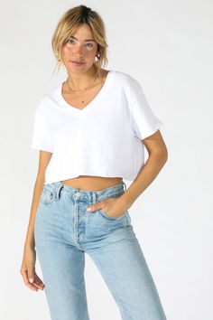 Cotton V-neck Tops With Frayed Hem, Relaxed Fit V-neck Tops With Frayed Hem, Casual V-neck Cropped T-shirt For Summer, Spring Trendy V-neck Cropped T-shirt, Trendy V-neck Cropped T-shirt For Summer, Summer Cotton Cropped V-neck T-shirt, Casual Cropped V-neck T-shirt For Summer, Summer V-neck Cropped T-shirt, Trendy V-neck Cropped T-shirt For Spring