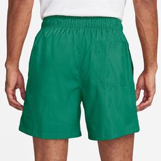 Simple and comfortable, you really can have it all in the Nike Club Flow Men's Shorts. With the outer drawstring, you'll find that perfect fit and can even switch from tight during the day to loose at night. Plus, if you need to carry your keys, the back pocket closes. Fabric: 100% polyester. Drawstring closure. Hand pockets. Back pocket with hook and loop closure. Casual Solid Swim Trunks With Elastic Waistband, Green Drawstring Swim Trunks, Green Drawstring Short Swim Trunks, Casual Swim Trunks With Pockets For Outdoor, Green Sporty Swim Trunks With Drawstring, Casual Swim Trunks With Functional Drawstring For Outdoor, Casual Cotton Swim Trunks For Outdoor, Casual Solid Color Swim Trunks With Relaxed Fit, Relaxed Fit Green Shorts With Functional Drawstring