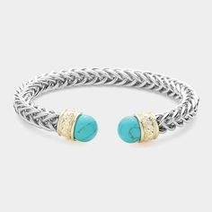 Turquoise Blue Stone Tip W Silver Textured Twisted Rope Cable Wire Cuff Style Metal Bangle Bracelet Statement Fashion Jewelry Measures 0.4" H Color: Turquoise T 8879 B Silver Cuff Jewelry For Fashion Accessory, Elegant Turquoise Bangle For Formal Occasions, Elegant Turquoise Cuff Bracelet, Elegant Turquoise Bracelets, Trendy Turquoise Bangle Jewelry, Elegant Adjustable Blue Cuff Bracelet, Elegant Adjustable Turquoise Bangle, Elegant Blue Metal Bangle, Elegant Blue Metal Cuff Bracelet