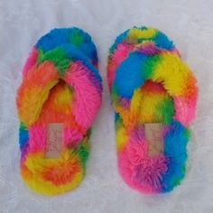 Jelly-Pop Sandals Sz 6m Color Rainboll New Multicolor Non-slip Synthetic Slippers, Playful Slip-on Flip Flops For The Beach, Playful Synthetic Slippers For Summer, Trendy Non-slip Round Toe Slippers, Playful Summer Synthetic Slippers, Playful Beach Slide Slippers, Cute Closed Toe Beach Slippers, Cute Synthetic Slippers For Spring, Cute Open Toe Synthetic Slippers