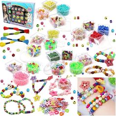 various beads and bracelets are shown in this collage with the words bead 600 +