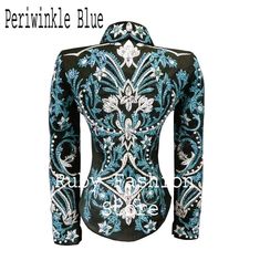 Now Ride with more colors:- Periwinkle Blue / Rose Gold / Turquoise Showmanship, Horsemanship, Western pleasure Rodeo Queen Jackets For Sale. Unveiling our Brand New Jacket done by the professionally tailor. Each and Every design made with the proper pattern, So that it wouldn't go to the wrong direction and haven't make you feel the clumsiness and tightened. We also set the seam from all sides of the corner for making the future alteration as we must not be forget to mention about the cloth tha Fitted Turquoise Long Sleeve Tops, Fitted Turquoise Top For Fall, Fitted Turquoise Tops For Fall, Rodeo Queen, Western Pleasure, New Jacket, Periwinkle Blue, Blue Rose, Shirt Women