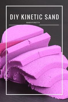 a pile of pink sponges sitting on top of a black surface with the words diy knitic sand