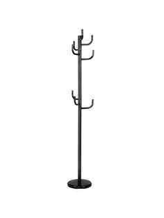 a black coat rack with three hooks on it