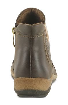 Cozy fleece lining provides a wintry update for a water-resistant bootie that's ready to serve as a casual style staple. 1" heel 3 1/2" shaft Water-resistant Cushioned footbed Flexible, shock-absorbing sole Synthetic and textile upper and lining/synthetic sole Imported Bootie, Casual Style, Dark Brown, Water Resistant, Size 7, Nordstrom, Heels, Water