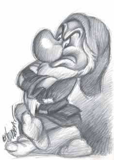 a drawing of an old troll hugging another troll with his arm around the other troll's head