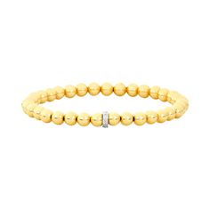 5MM Signature Bracelet with 14K Diamond Rondelle-Gold Filled Bracelet with Diamond-Karen Lazar Design-5.75-Yellow Gold-Karen Lazar Design Signature Bracelet, Gold Bead Bracelets, Hand Chain, Yellow Gold Bracelet, Gifts For Brother, Gold Collection, White Elephant Gifts, Roll On, Gold Beads