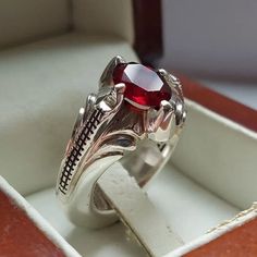 Description: Natural African Pigeon Blood Red Ruby Yaqoot in Sterling Silver, Authentic High-Quality Ruby Gemstone Jewelry Carat : 6 Carats Stone Dimensions : Ring Shape : Ruby | Oval Ring Sizes: All US, UK International Size Available  Re-sizable: Yes Type: Natural Unheated Untreated Gemstone Shipment Via FedEx Luxury Polished Men's Ruby Ring, Luxury Red Men's Ring As Gift, Luxury Ruby Men's Anniversary Ring, Mens Real Ruby Rings, Real Ruby Rings, Mens Ruby Ring, Red Ruby Ring, Mens Gemstone Rings, Ring Ruby