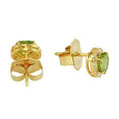 Exuding elegance, these unique stud earrings feature heart-shaped peridot gems set in lustrous 14K yellow gold. Adorned with pave diamonds, they sparkle with sophistication and charm. Perfect for adding a pop of color and luxury to any ensemble, these earrings are a stunning expression of style and individuality. This Earrings is handmade in 14k Yellow Gold : 2. 19 grams , and Diamond : 0. 19 cts ,Peridot: 1. 76 cts (OPS-21320)  This jewelry is made by hand featuring detailed workmanship. Be car Yellow Gold Peridot Earrings For Gift, Gold Peridot Earrings Fine Jewelry, Yellow Gold Peridot Jewelry With Halo Setting, Elegant Peridot Birthstone Earrings, Elegant Peridot Earrings For Anniversary, Elegant Peridot Earrings For May Birthstone, Diamond Heart Earrings, Unique Stud Earrings, Unique Studs