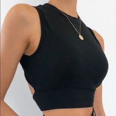 Cotton 35%, Polyester 60%, Spandex 5% Versatile Black Stretch Crop Top, Versatile High Stretch Black Crop Top, Black High Stretch Tank Top For Summer, High Stretch Black Tank Top For Summer, Black High Stretch Crop Top Tank Top, Versatile Fitted Black Crop Top, Trendy High Stretch Black Crop Top, Black Stretch Crop Top, High Stretch Chic Black Crop Top