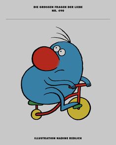 an image of a cartoon character on a bike with the caption'die grossen fragenn lie