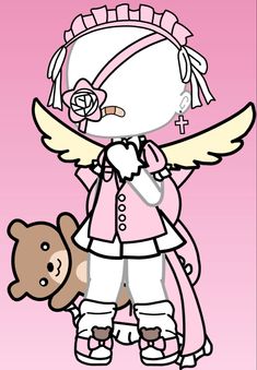 a drawing of an angel holding a teddy bear