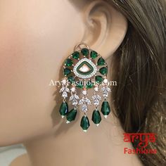 Isha Victorian Rose Gold Cubic Zirconia Stud Earrings Green CZ American Diamond Earrings, Light Weight Jewelry, Ethnic Earrings, Cubic Zirconia Earrings, Zirconia Earrings, Cz Earrings, American Diamond, Gold Finish, Pink Rose