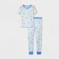 Cat & Jack Girls' 2pc Gingham Floral Pajama Set Elastic Waistband, Pull On 100% Cotton Blue Size 8 (Nwt) Spring Gingham Sleepwear For Bedtime, Gingham Sleepwear For Bedtime In Spring, Gingham Sleepwear For Spring Bedtime, Blue Bedtime Sets For Spring, Playful Bedtime Sets For Spring, Playful Gingham Sets For Spring, Playful Blue Sleepwear For Spring, Playful Spring Sleepover Sets, Playful Fitted Blue Sleepwear