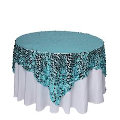 72 x 72 Turquoise Premium Big Payette Sequin Overlay Head Tables, Sequin Table, Large Sequins, Unique Wedding Decor, Table Overlays, Bridal Table, Wedding Linens, Banquet Tables, Square Table