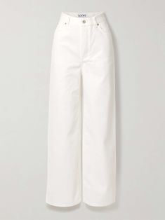 Loewe Pants, White Wide Leg Jeans, White Pants Women, Dressy Casual Outfits, High Rise Wide Leg Jeans, Jean Large, Looks Chic, Shorts Jeans, Really Cute Outfits