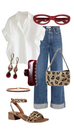 Walk Of Shame Aesthetic, Red Shoes Outfit Aesthetic, Outfit With Leopard Shoes, Cheetah Flats Outfit, Cheetah Shoes Outfit, Cheetah Outfit Ideas, Cheetah Print Shoes Outfit, Casual Work Outfits Jeans, Red Casual Outfit