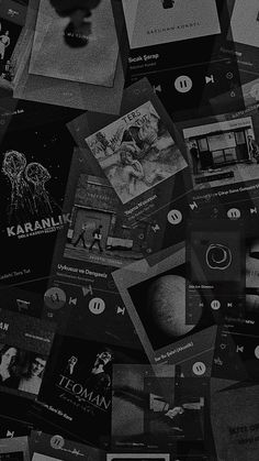 black and white photograph of various social media pages