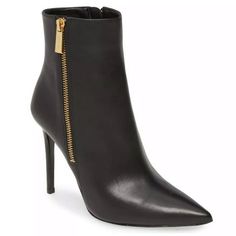 Brand New Chic Closed Toe Boots With Heel Tab, Chic Black Boots With Heel Tab, Michael Kors High Heels, Open Toe Boots, Michael Kors Boots, Michael Kors Heels, Booties Ankle Boots, Ankle Boots Flat, Black Leather Ankle Boots