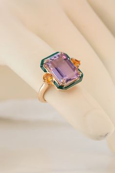 Artdeco and Cocktail Ring,purple Amethyst and Raw Citrine Stone Dainty Ring, 14K Gold Ring or 925 Sterling Silver - Etsy UK Emerald And Amethyst Ring, Yellow Stone Rings For Women, Purple Diamond Ring, Multistone Ring, Gem Rings, Amethyst Cocktail Ring, Raw Citrine, Green Amethyst Ring, Ring Purple