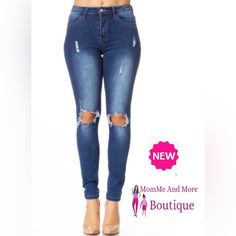 Shop NEW trendy ripped jeans for Women and Juniors. High waist, skinny, straight leg, plus size and more. Support small business. Best jeans compared to Miss Me or Judy Blue without the higher prices. Shop now at MomMeAndMore.com #jeans #plussize #judyblue #missme #rippedjeans #womensjean #denim #ootd Trendy Ripped Jeans, Ripped Jeans Designs, Ripped Jeans For Women, Denim Couture, Designer Jeans For Women, Womens Ripped Jeans, Blue Denim Pants, Mother Jeans, Denim Chic