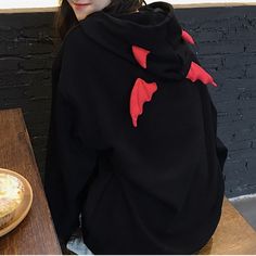 Harajuku Yami Kawaii Fashion Devil Horns Wings Black Hoodie SIZE INFO S - Bust 106cm/41.7", Length 67cm/26.3" M - Bust 110cm/43.3", Length 69cm/27.1" L - Bust 114cm/44.8", Length 71cm/27.9" XL - Bust 118cm/46.4", Length 73cm/28.7" 2XL - Bust 122cm/48", Length 75cm/29.5" NOTE: DUE TO VERY HIGH DEMAND, PLEASE ALLOW 12-20 DAYS FOR DELIVERY TO THE US, AND 20-45 DAYS TO THE REST OF THE WORLD. Women Demon, Hoodies Girl, Yami Kawaii Fashion, Casual Autumn Outfits Women, Devil Horns, Egirl Outfits, Straight Clothes, Gothic Clothes, Womens Sweatshirts Hoods