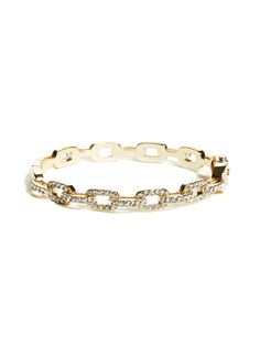 Complete your look with this bangle bracelet styled in a chain-link design with rhinestone embellishments Magnetic closure Breast Health, Rhinestone Embellishments, Color Grouping, Gold Bangle Bracelet, Accessories Store, Pink Ribbon, Women Accessories Jewelry, Lifestyle Brand, Magnetic Closure