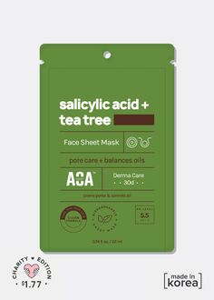 Derma Care 30 days- for normal to oily skin A Sheet mask that helps with clogged pores and exfoliating the skin. Great for congestion, oily and acne-prone skin types. Patch test serum on the side of the face first if sensitive to any of the ingredients.  Directions: 1. Clean and Dry Face  2. Remove mask from package and gently unfold  3. Place mask directly on face, apply remaining serum inside package over the sheet mask and on the neck 4. Leave on for 10-20 minutes  5. Remove the mask and discard. Gently pat in the remaining serum with fingertips.  * One face sheet mask included.  Ingredients: Water, Dipropylene Glycol, Glycerin, Glycereth-26, Panthenol, Butylene Glycol, Hydroxyethylcellulose, Sodium Citrate, Centella Asiatica Extract, Paeonia Suffruticosa Root Extract, 1,2-Hexanediol, P Vegan Skin Care, Face Sheet Mask, Tree Faces, Raspberry Ketones, Sodium Citrate, Hydrated Skin, Dry Face, Melaleuca Alternifolia, Clean Pores