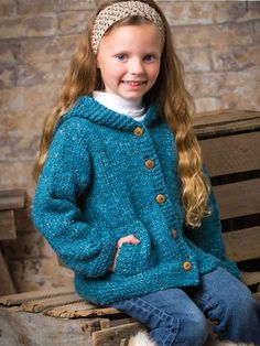 ANNIE'S SIGNATURE DESIGNS: Cadet Cardi Knit Pattern is a top seller! Order and start stitching today. Annie's Crochet, Kids Knitting Patterns, Tweed Yarn, Creative Knitting, Quick Knits, Designer Baby, Knitting Magazine, Girls Cardigan, Hooded Cardigan