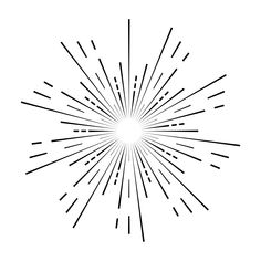 a black and white image of a starburst with rays coming out of it