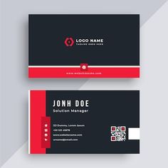 a black and red business card with q on the front, and q on the back