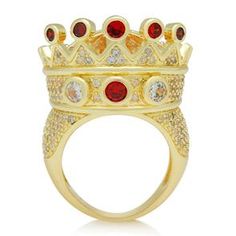 King Ice CZ Crown Ring | Men's Rings | King Ice Ice Crown, Huge Rings, Hip Hop Rings, Titanium Wedding Band, Tungsten Carbide Rings, Crown Ring, Solid Gold Jewelry, Bling Rings, Ring Fit