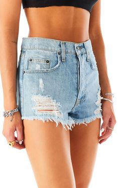 If there ever was a pair of shorts you NEEDED. it would be Titania. Titania Luna is the high waisted light wash denim that's taking over. These relaxed fit shorts feature shredding and are one of our favs. When you put them on- you'll know why. How do they fit? High-waistedRelaxed fitZip flyGive me the deets:100% cotton non-stretch lightweight denimSoft frayed hemShreddingHow do I wear?Pair with Emma & Sam ultra cropped poor boy tank top. Made in Los Angeles. California. ââ„?/strong> Summer Light Wash Ripped Jean Shorts, Ripped High-waisted Medium Wash Shorts, Light Wash Distressed Jean Shorts, Distressed Light Wash Jean Shorts, Light Wash Cutoff Jean Shorts With Built-in Shorts, Light Wash Cutoff Jean Shorts, Light Wash High-waisted Distressed Jean Shorts, High Rise Distressed Light Wash Jean Shorts, Ripped Light Wash Jean Shorts