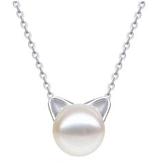 Material: Solid 925 Sterling Silver And Fresh Water Pearl, Nickle Free Features: Cute Cat Pendant, Cute But Also Elegant Best Choice For Daily Wear, Packaged In Elegant Presentation Box, Perfect For Giving Or Keeping, Come With A Pcs Of Silver Cloth, Protect Your Jewelry Bright As New. Dimension: Necklace 40 +5 Cm, Pearl 0.9 Cm In Diameter,Weight 2.3g Item # Mi1405 Cat Charm Necklace, Silver Cat Pendant, Cat Necklace Silver, Starburst Necklace, Murano Glass Necklaces, Gifts For Cat Lovers, Cat Lady Gift, Wooden Bead Necklaces, Green Beaded Necklace