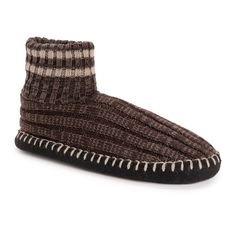 Pull on MUK LUKS Men's Cuff Slipper Boots when temps start to drop. With soft faux shearling lining and foam insoles, these lightweight slippers will keep toes warm and cozy all season long. Brown Winter Slippers With Textured Footbed, Comfortable Winter Slippers With Rubber Sole, Brown Outdoor Winter Slippers, Brown Textured Winter Slippers, Brown Cushioned Slippers For Winter, Cozy Brown Slippers With Rubber Sole, Brown Indoor Slippers For Winter, Comfy Brown Winter Slippers, Brown Slip-on Winter Slippers