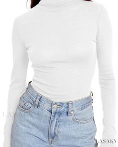 Lasaky - Premium High Neck Long Sleeve Shirt: Sleek Layered Slim Fit, Luxuriously Soft and Insulating Innerwear Top Comfy Long Sleeve Shirts, Lace Sleeve Shirt, Turtleneck Fashion, Women Fall Tops, High Neck Shirts, Turtleneck Long Sleeve, Womens Turtleneck, High Neck Long Sleeve, Winter Tops