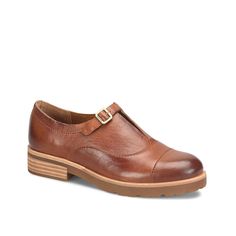 Kork-Ease-Cloetta Loafer The Cloetta loafer from Kork-Ease can go well with almost anything in your wardrobe. Be it the buckled strap accent, the cap toe, or the leawood-covered heel, you cannot go wrong with this Italian leather loafer. A cushioned footbed with extra foam provides additional comfort. Casual Monk Strap Shoes With Leather Sole For Office, Casual Monk Strap Shoes With Leather Footbed For Business, Fall Monk Strap Shoes With Almond Toe Leather Sole, Leather Monk Strap Shoes For Work With Flat Heel, Casual Monk Strap Closed-toe Business Shoes, Casual Monk Strap Shoes For Business, Brown Slip-on Flats With Buckle Closure, Leather Slip-on Loafers With Buckle Closure, Leather Slip-on Monk Strap Shoes For Fall