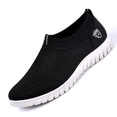 casual summer slip on mesh breathable shoes Black Sports Slip-ons With Textured Sole, Comfortable Black Slip-ons With Rubber Sole, Black Casual Non-slip Slip-on Sneakers, Black Breathable Slip-on Walking Shoes, Black Breathable Flat Sneakers, Casual Black Non-slip Walking Shoes, Black Slip-on Breathable Running Shoes, Black Flat Slip-on Sneakers For Sports, Black Non-slip Slip-on Running Shoes