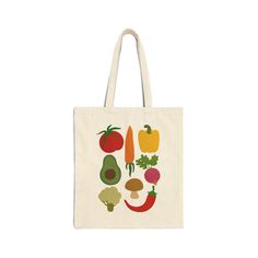 Tote bag featuring hand-illustrated design by ArtByJaclynH. It's perfect for the gardener, Farmer's Market-goer, and veggie lover in your life! This 100% cotton bag comes in one size - 15" x 16"- perfect for everyday wear. This canvas material is durable, high-quality, and will last for years. The bag features 20" handles (made from the same canvas), making it easy to carry even with a week's worth of shopping. .: 100% cotton canvas .: Heavy fabric (12 oz/yd² (406.9 g/m .: Sewn-in label Vegetable Bag, Garden Vegetables, Canvas Making, Market Tote, Garden Lovers, Crafty Diy, Reusable Grocery Bags, Linocut Prints, Hand Illustration